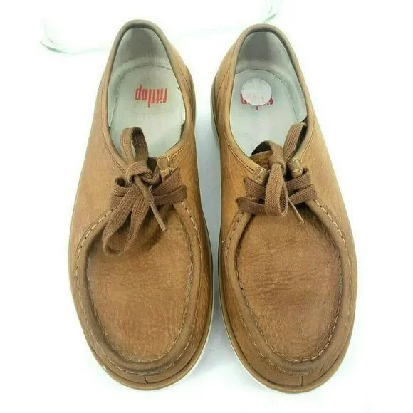 FitFlop Tan Loaff Moc‎ Shoe Lace Up Soft Nuebuck - Picture 11 of 12